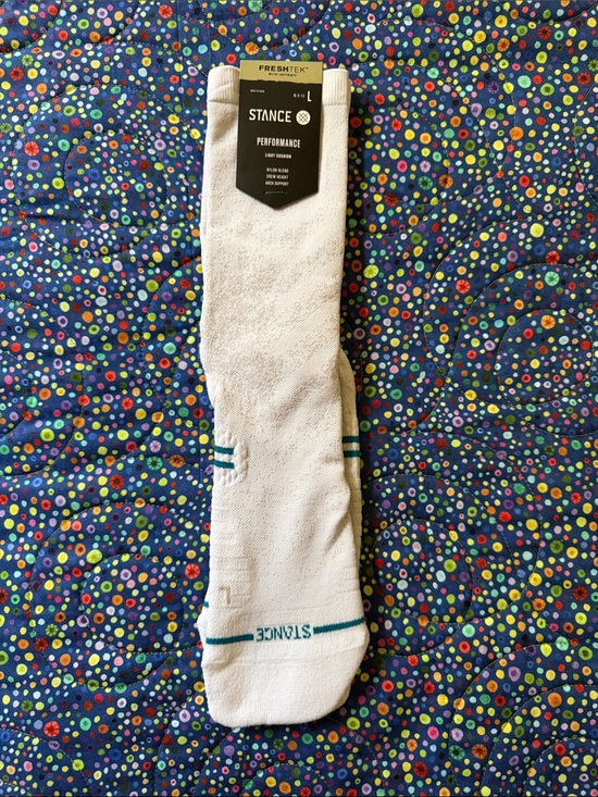 Stance Other - Stance White Performance Crew Socks with Teal Stripes